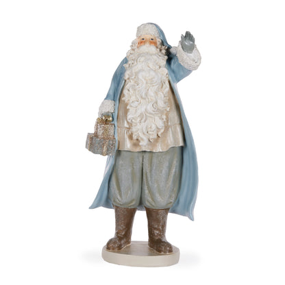 Snowy Blue Waving Santa