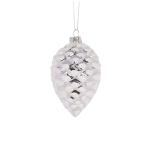 Frosted Silver Pinecone Bauble
