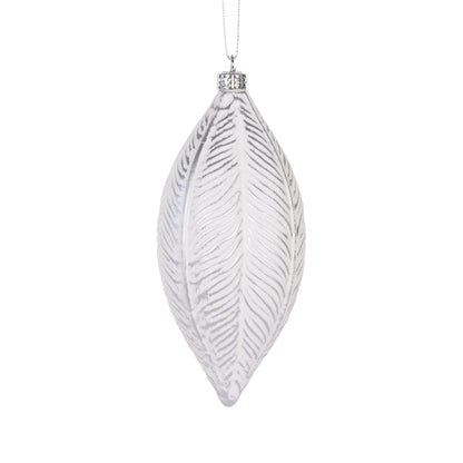 White And Silver Feather Drop Bauble