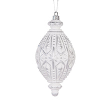 Load image into Gallery viewer, White And Silver Intricate Drop Bauble
