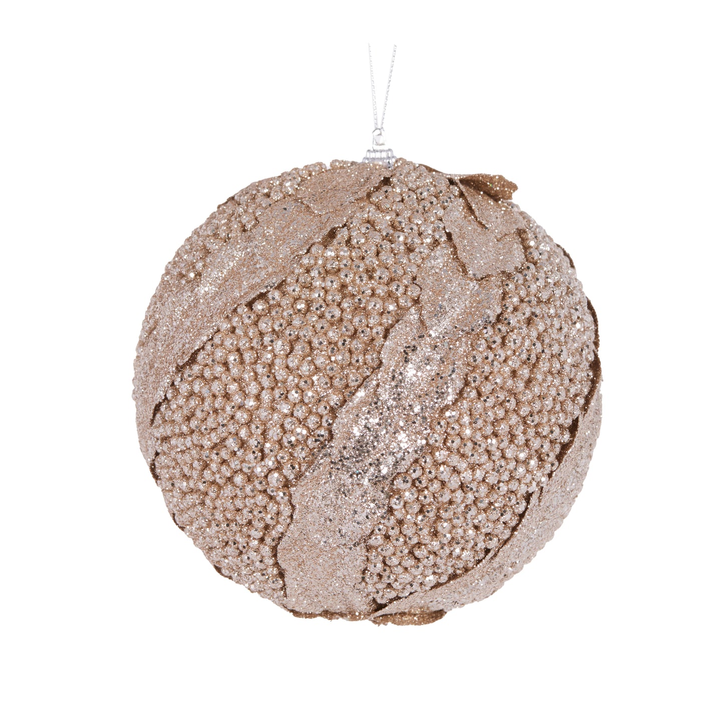 Xl Champagne Glitter Leaf Bauble