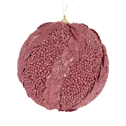 Xl Pink Glitter Leaf Bauble