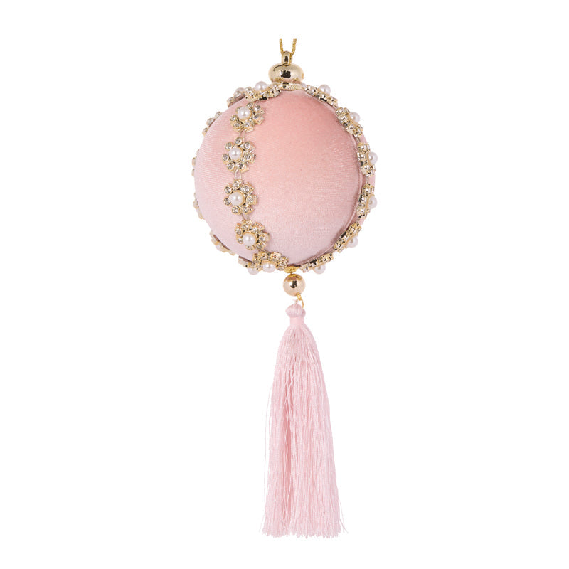 Blush Ribbed Pearl Tassle Bauble
