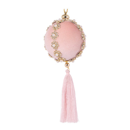 Blush Ribbed Pearl Tassle Bauble