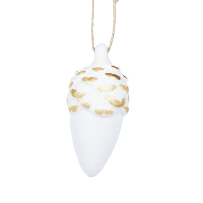 Gold Leaf Porcelain Acorn Long Hanging