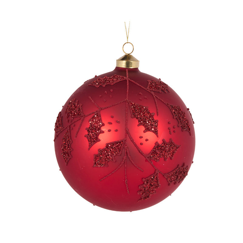 Frosted Red Holly Bauble