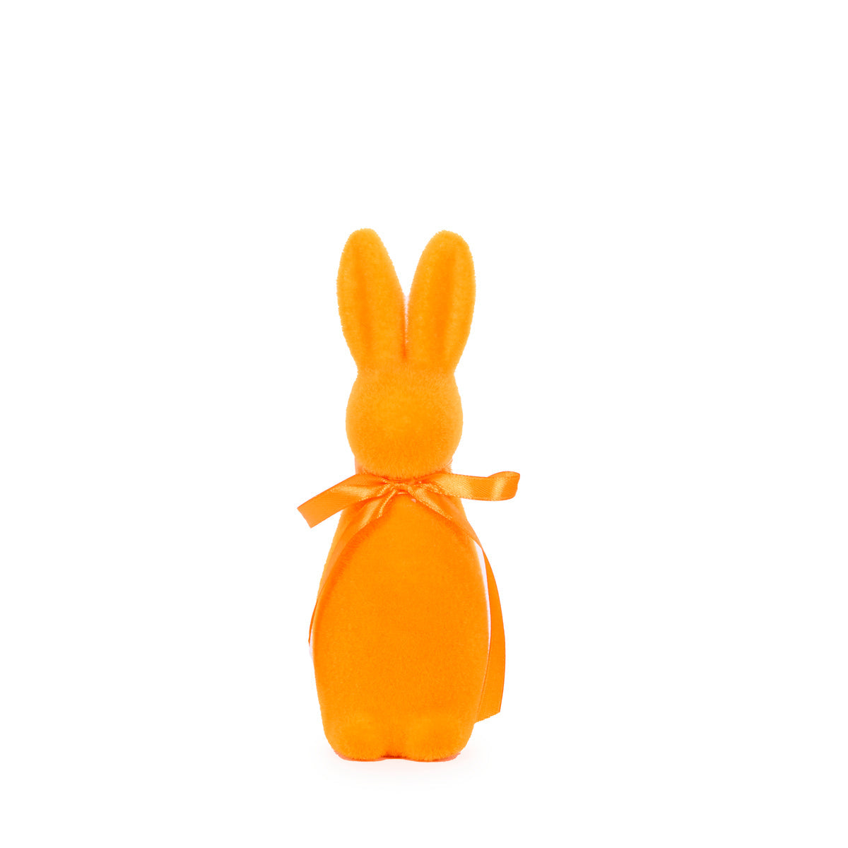 MINI FLOCKED RABBIT WITH BOW TANGERINE