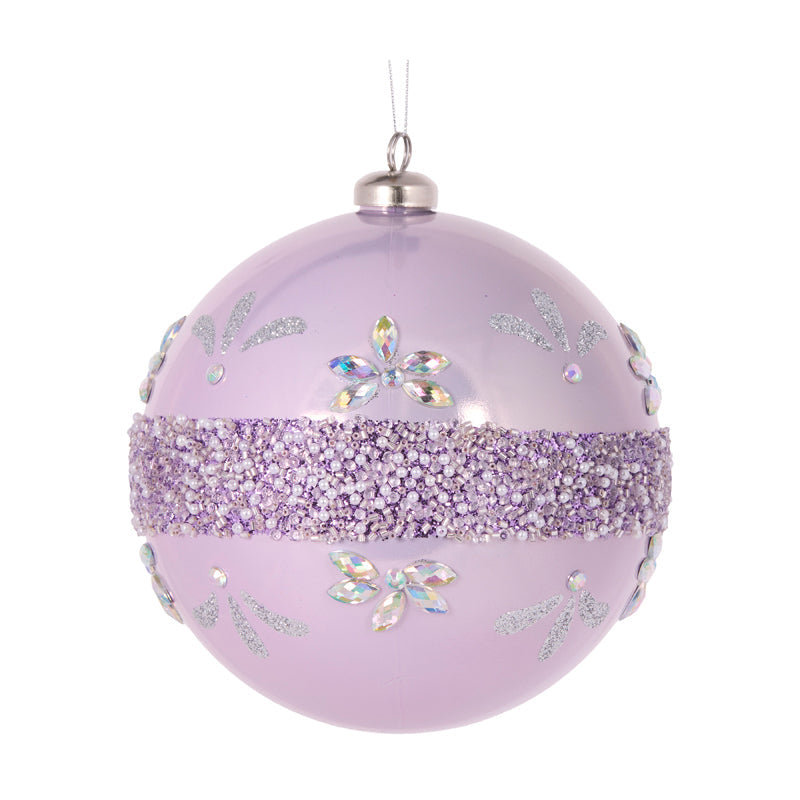 12cm Pearl Lilac Embellished Bauble