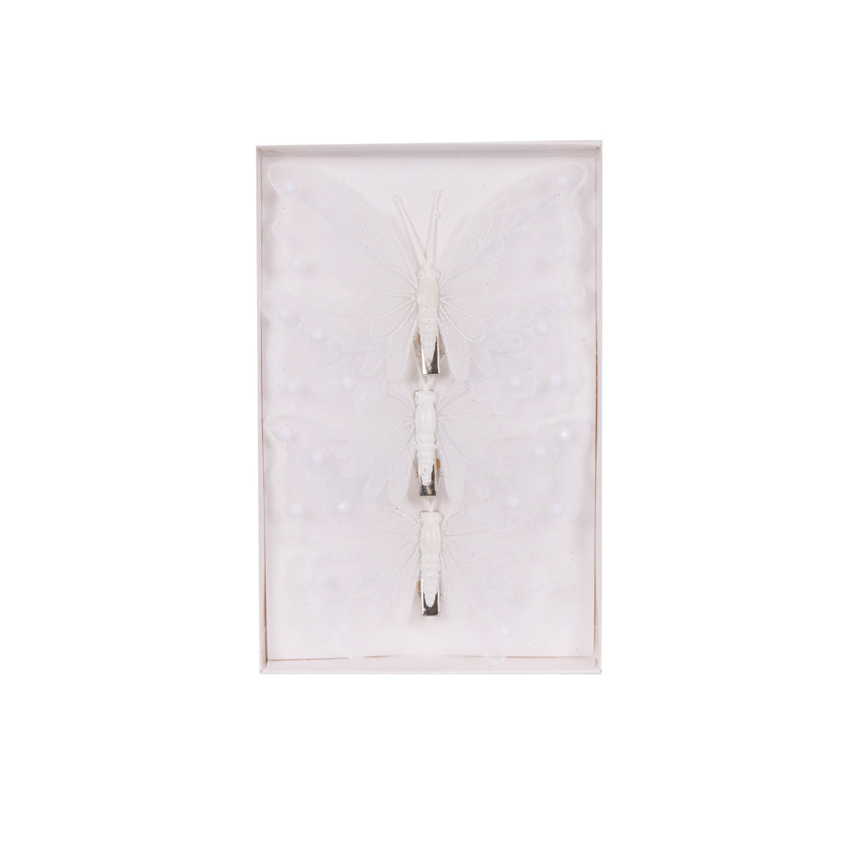 3pk White Pearl Butterflies