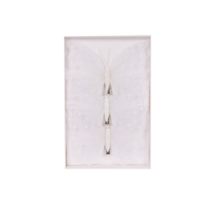 3pk White Pearl Butterflies