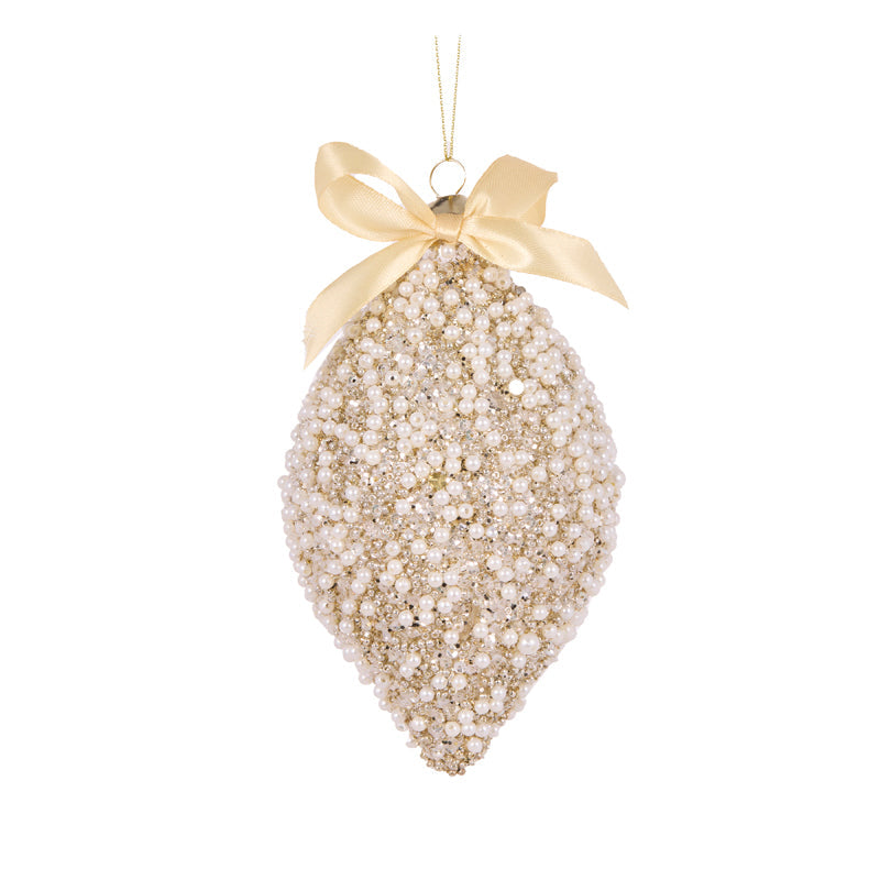 Ribboned Pearl Drop Bauble