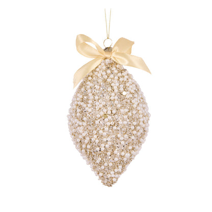 Ribboned Pearl Drop Bauble