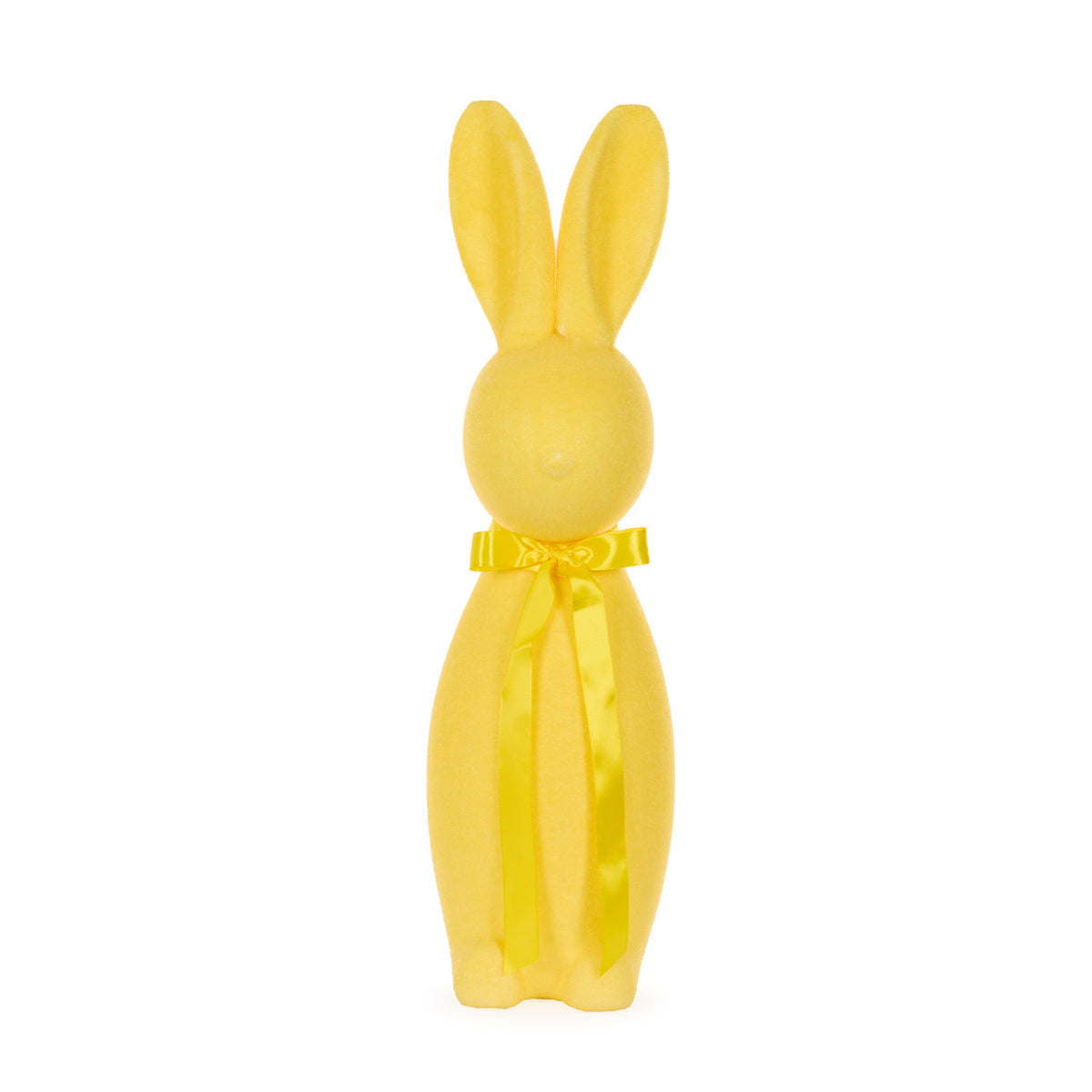 XL FLOCKED RABBIT WITH BOW LEMON