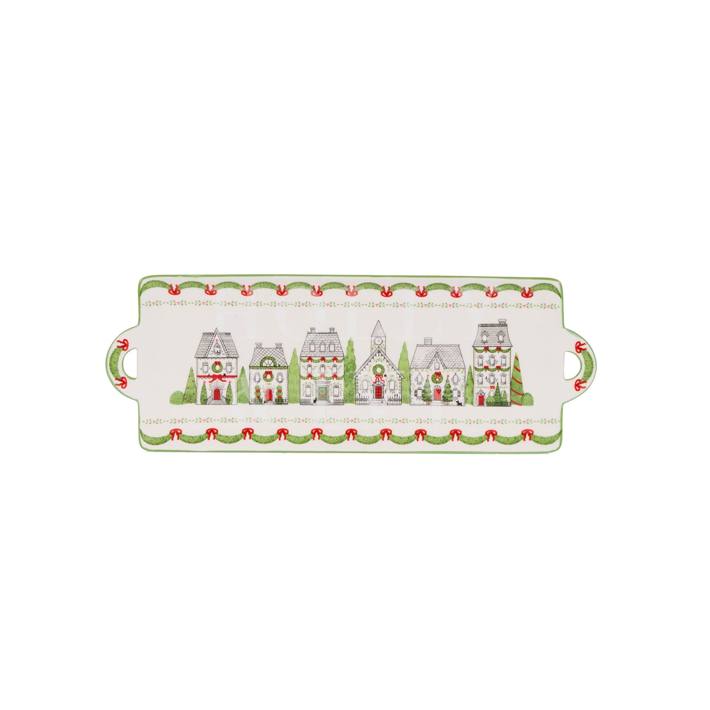34 Cm Poinsettia Village Tray
