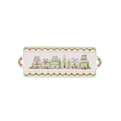 34 Cm Poinsettia Village Tray