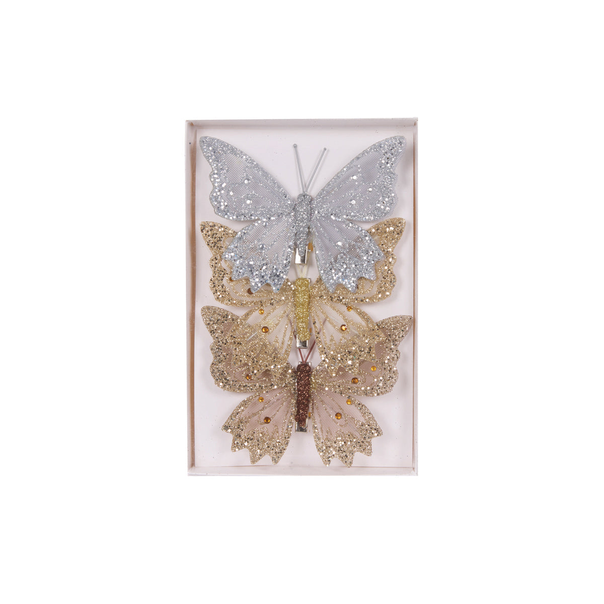3pk Mixed Metallic Glitter Butterflies