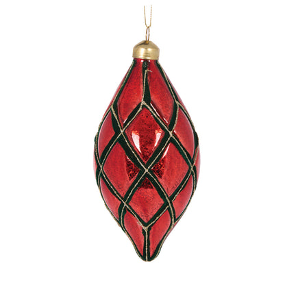 Red And Green Quilted Drop Bauble