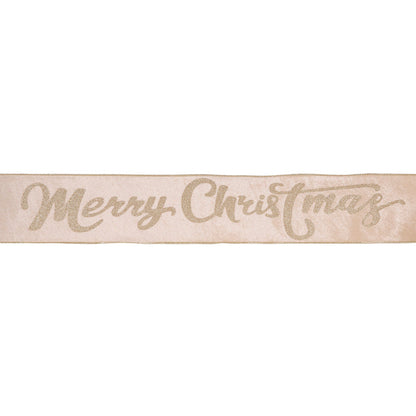 10cm Gold 'Merry Christmas' Velvet Ribbon