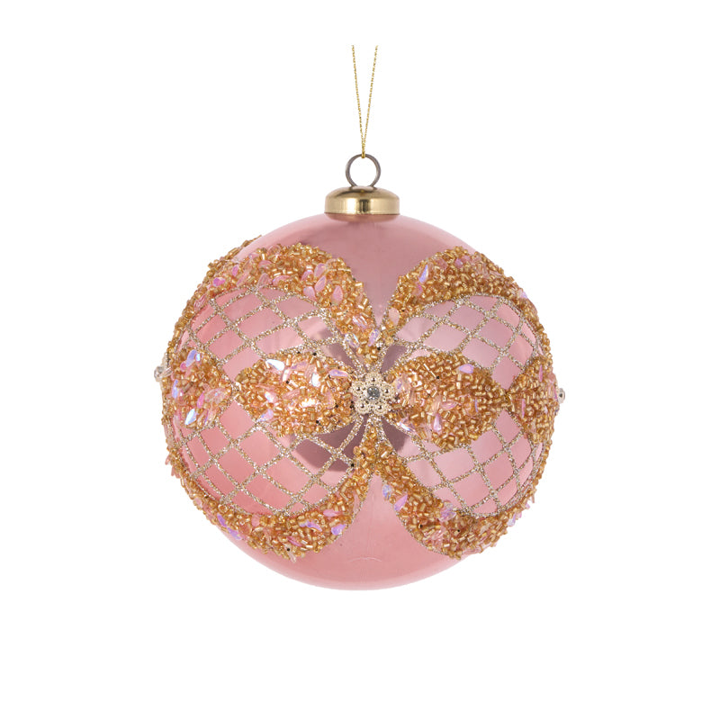 12cm Pearl Pink Ornate Bauble