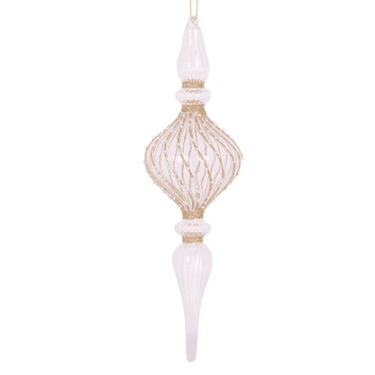 CLEAR GLITTER SWIRL FINIAL