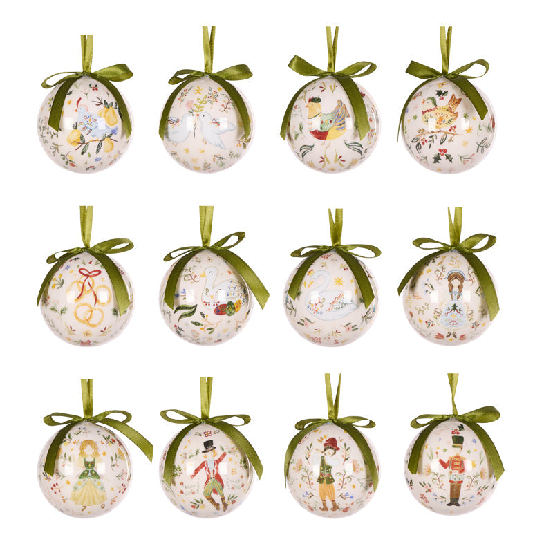 12 Days Of Christmas Toile Bauble Pack