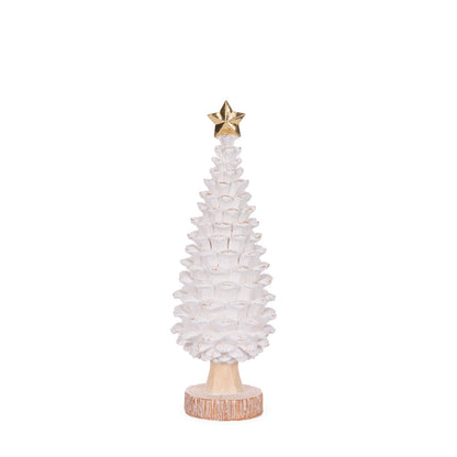 34.5cm Washed Pinecone Tree With Star