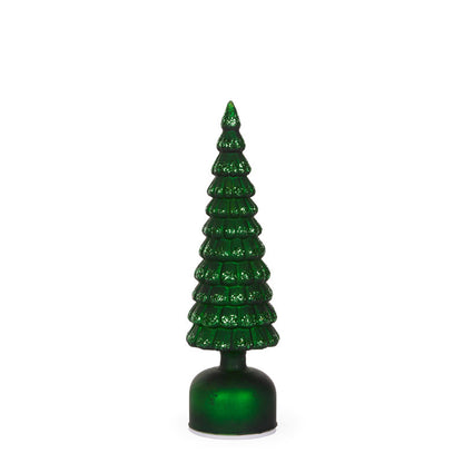 33cm Green Mercury Glass Rotating LED Tree