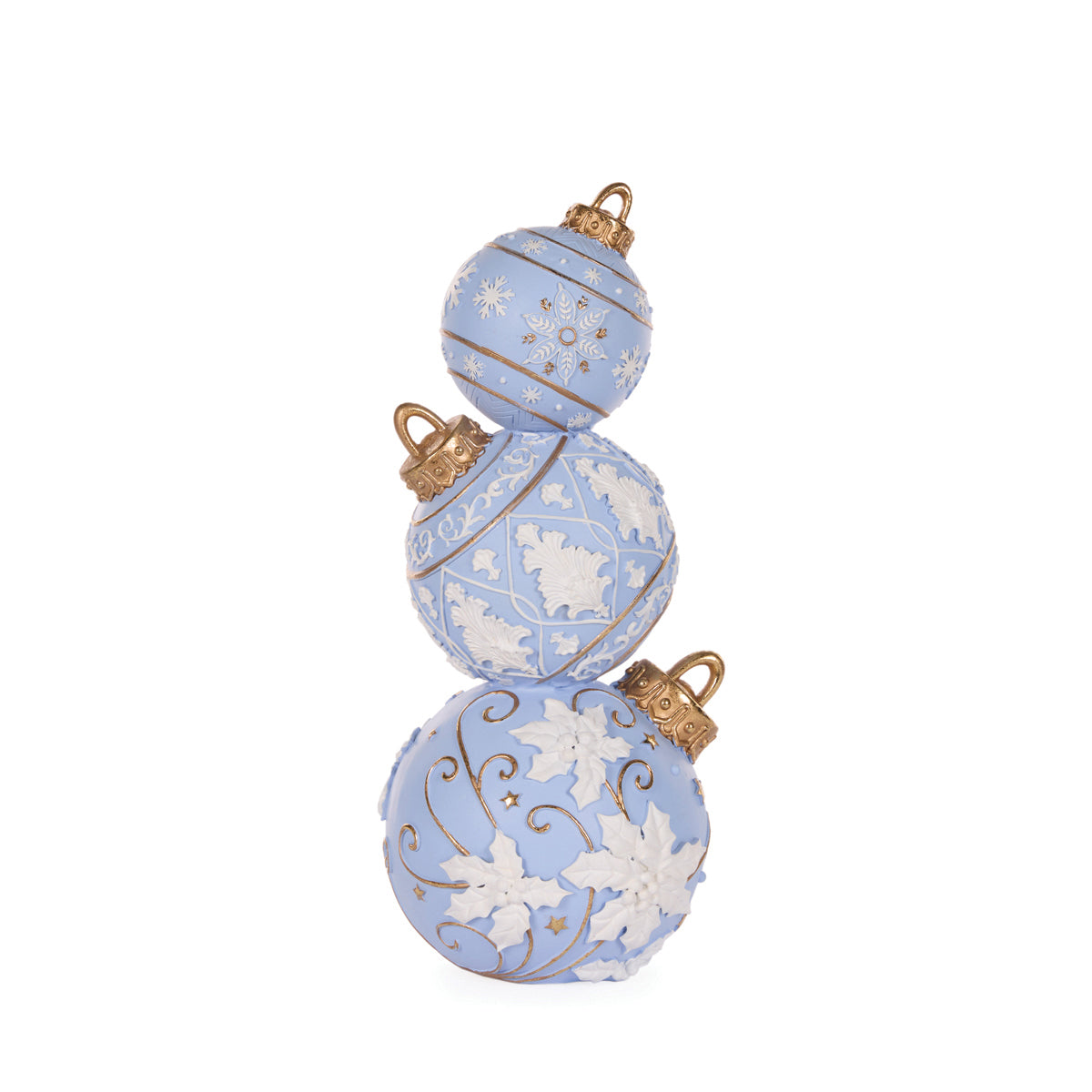 41 CM BLUE AND WHITE SNOWFLAKE BAUBLE STACK
