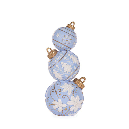 41 CM BLUE AND WHITE SNOWFLAKE BAUBLE STACK