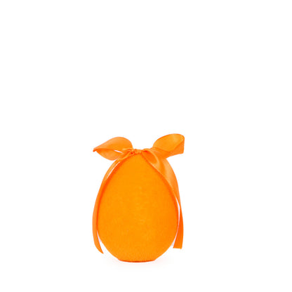 MINI FLOCKED EGG WITH BOW TANGERINE