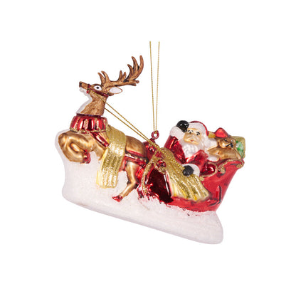Retro Santa Sleigh And Reindeer Ornament