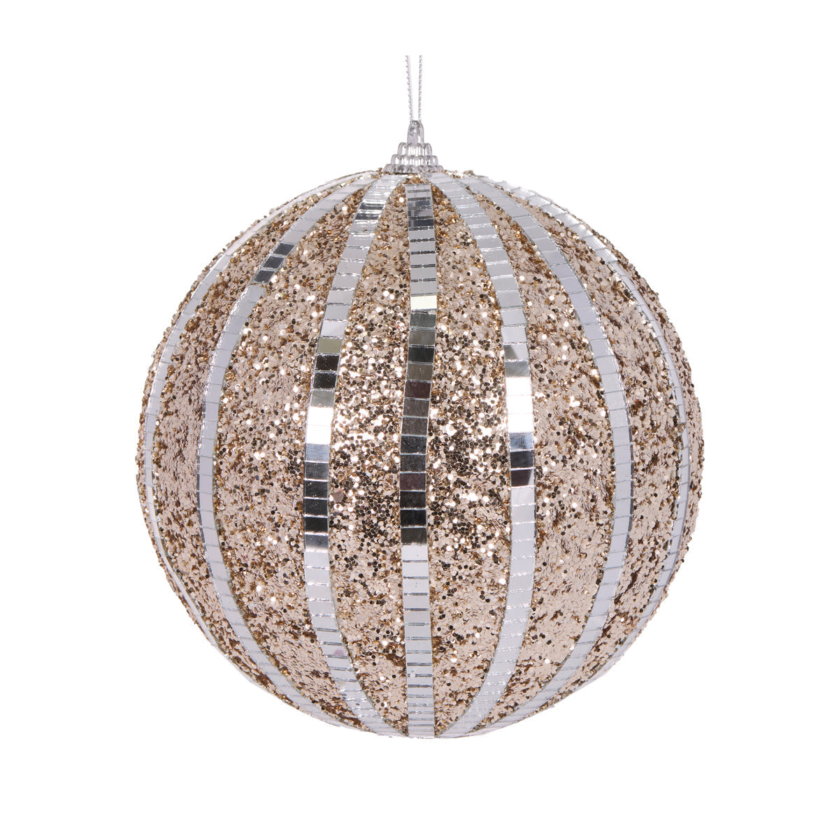 XL Champagne Mirrored Glitter Bauble