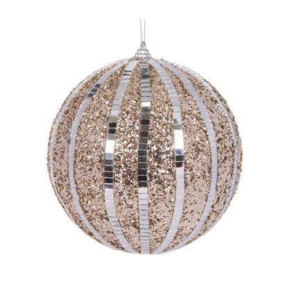 XL Champagne Mirrored Glitter Bauble