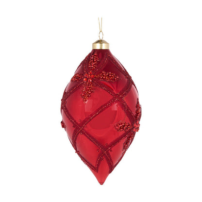 Red Quilted Bead Drop Bauble