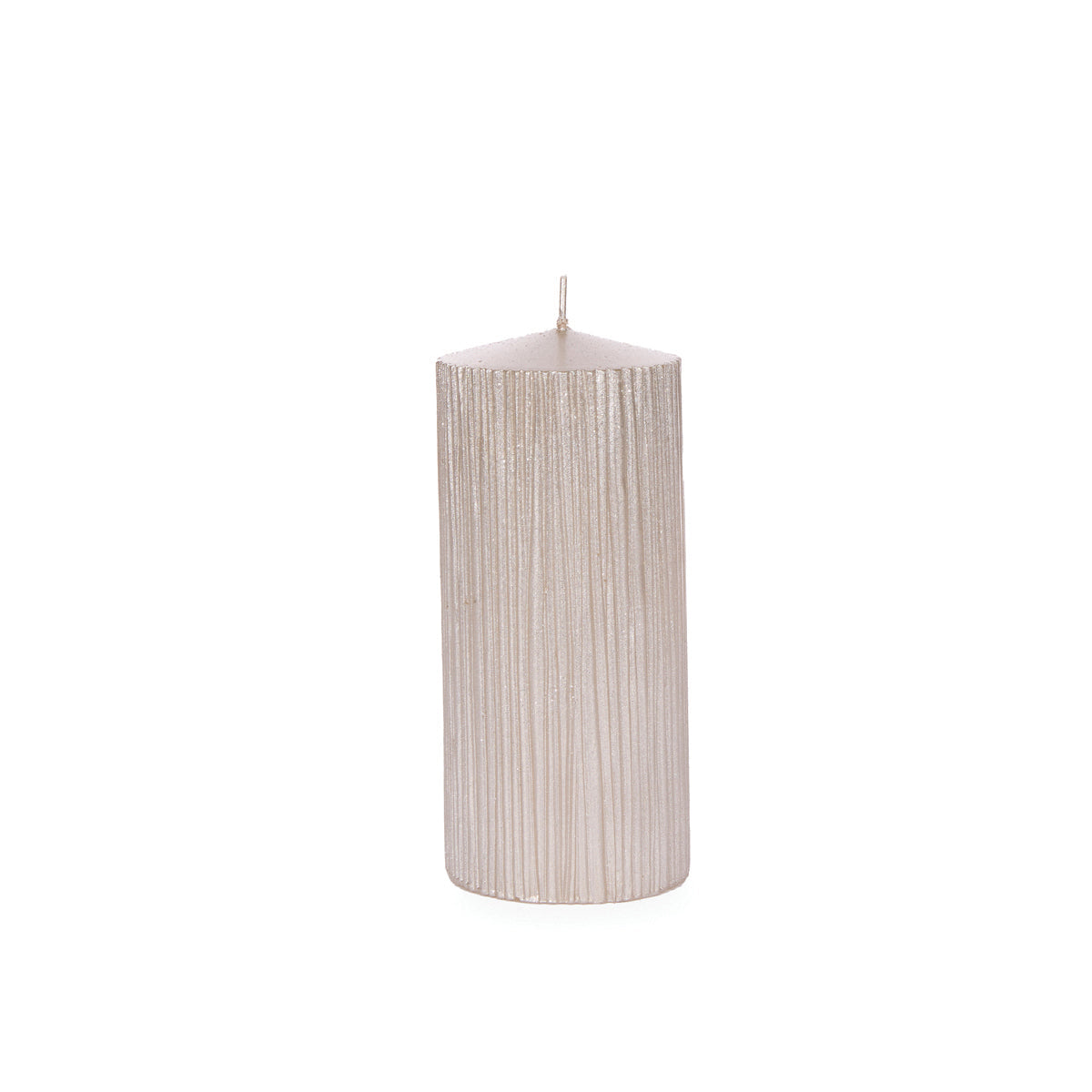 15.5cm Champagne Ribbed Pillar Candle