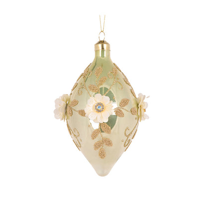 Green Embellished Garden Drop Bauble