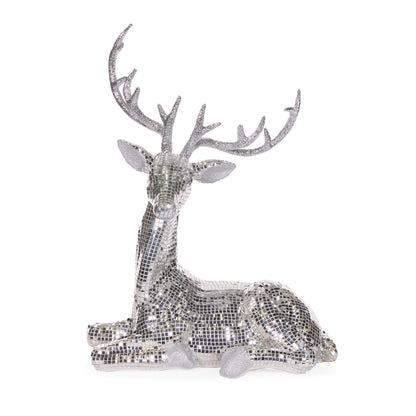 54 CM LYING SILVER DISCO REINDEER