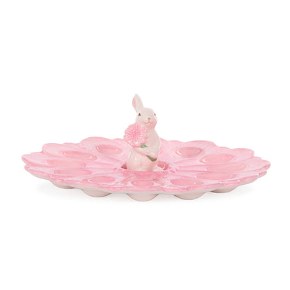 PINK CERAMIC BUNNY EGG PLATE