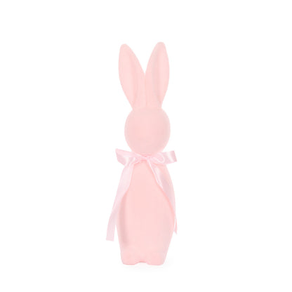 LARGE FLOCKED RABBIT WITH BOW PINK