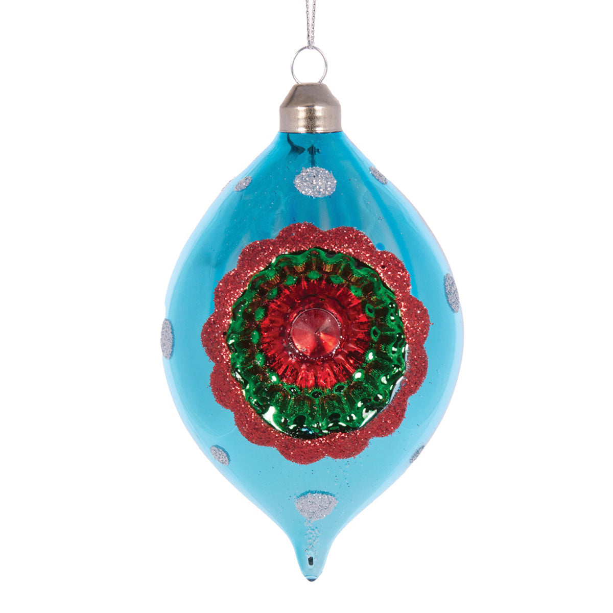 RETRO BLUE AND RED VINTAGE DROP BAUBLE