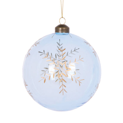 Blue Etched Snowflake Bauble