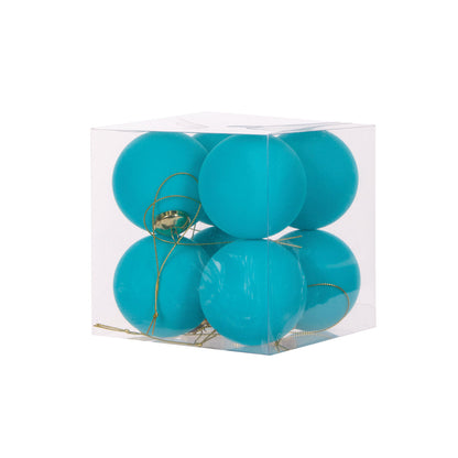 8pk Aqua Flocked Baubles