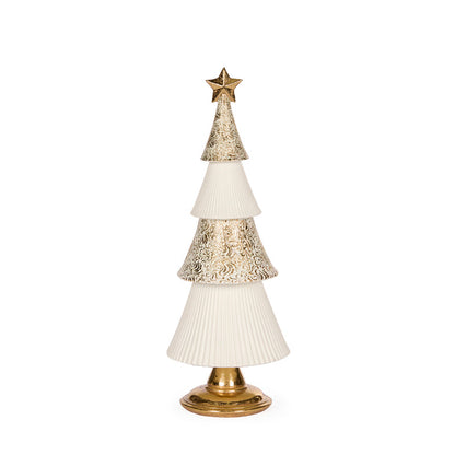 32cm White And Gold Layered Tree