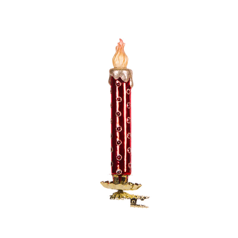 Red And Gold Polka Dot Glass Clip Candle