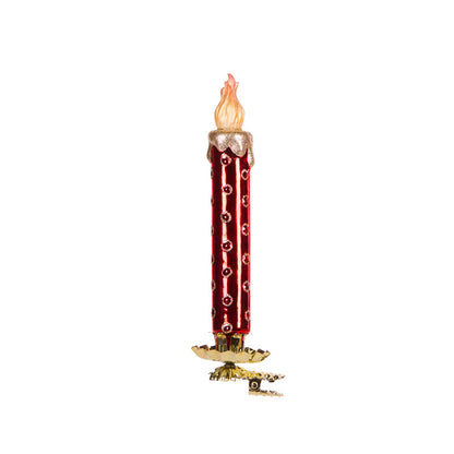 Red And Gold Polka Dot Glass Clip Candle