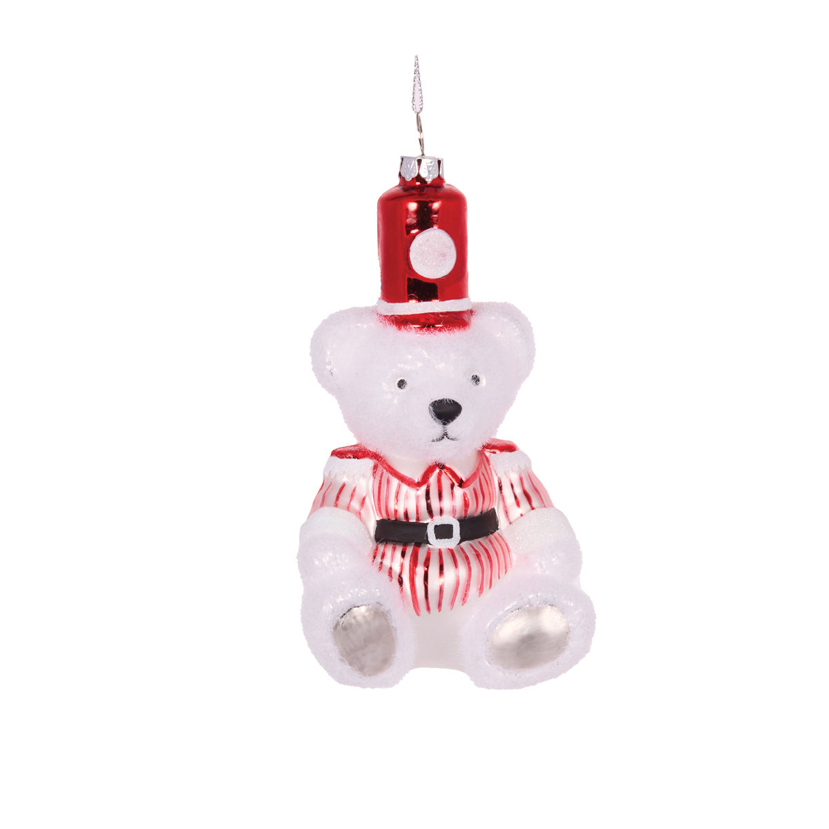 Glass Candy Stripe Sitting Bear Hanging