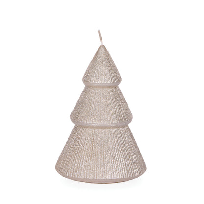 13.5cm Champagne Ribbed Tree Candle