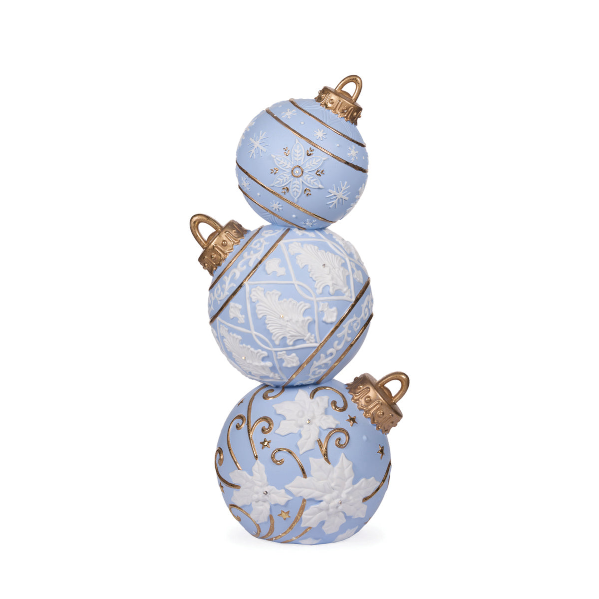 92 CM BLUE AND WHITE SNOWFLAKE BAUBLE STACK