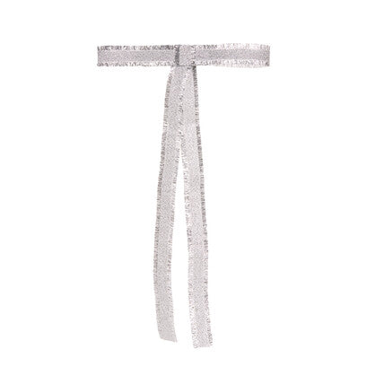 6pk Silver Tinsel Bows