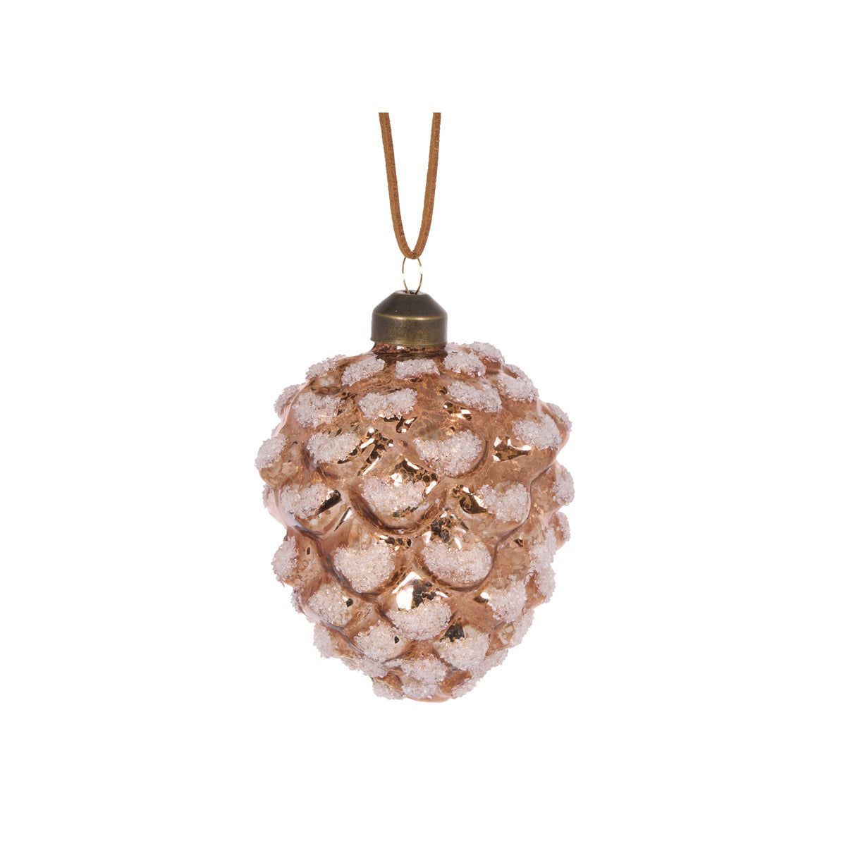 FROSTED COPPER PINECONE BAUBLE